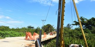 Obras da ponte na antiga Avenida 1 em Itaipuaçu