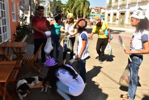 Proteção Animal e estudantes alimentam cães e gatos nas ruas
