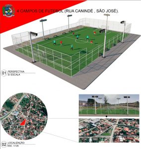 Prefeitura constrói quatro campos de futebol de grama sintética