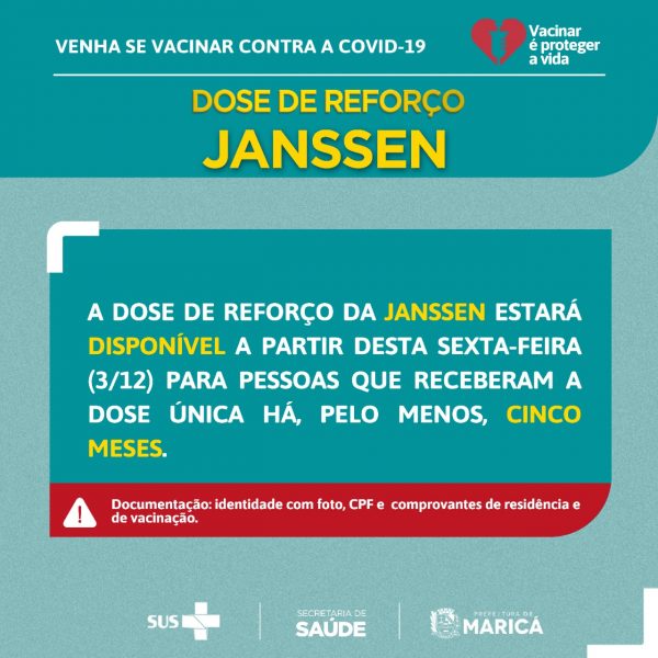 Prefeitura aplica dose de reforço para quem recebeu a vacina da Janssen