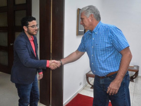 Presidente da República de Cuba, Miguel Diaz-Canel, recebe vice-prefeito de Maricá, Diego Zeidan, em agenda oficial no país