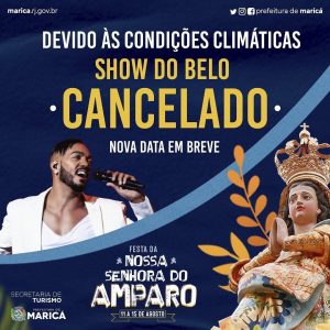 Show do cantor Belo é cancelado devido às condições climáticas em Maricá